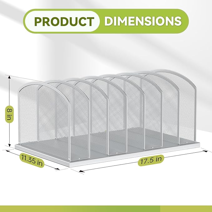 Desk File Organizer Vertical 7 Sections Mesh File Sorter Paper Storage Organizer for Desk, Office Organization File Holder Rack, Silver