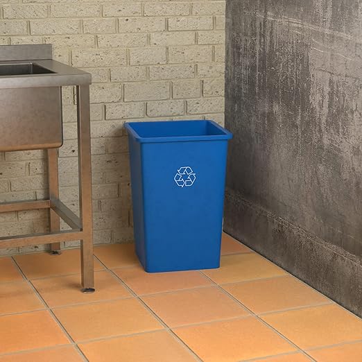 35 Gallon Blue Square Commercial Trash Can