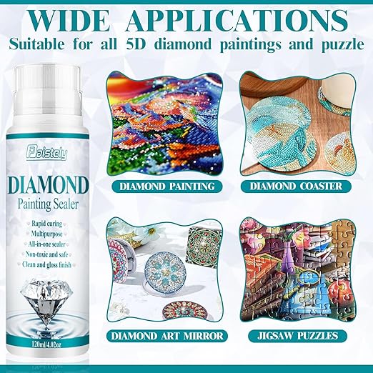 Diamond Painting Sealer, Puzzle Glue Clear, Diamond Painting Accessories with Permanent Fixation and Shining Effect, Diamond Painting Art Glue for 5D Diamond Painting, Puzzle and DIY Crafts (120ml*3)