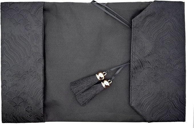 BLBMH 5.5x8.5 inch Book Covers with Bookmarks Adjustable Fabric Paperbacks Book Covers for Privacy Hardcover Softcover Novels Notebook Book Lovers Gifts - Chinese Black 8.5in