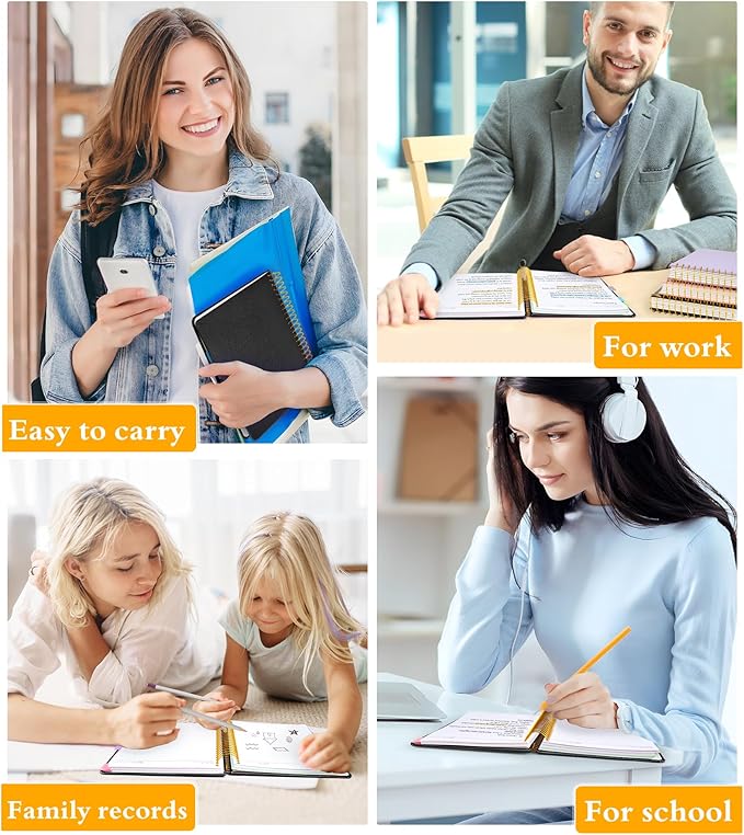 5 Subject Notebook College Ruled with Removable Pocket Dividers Tabs, 240 Pages Spiral Notebook 8.5 x 11, Lined Journal Notebook for Women , Hardcover Notebooks for Work School Note taking A4 Black