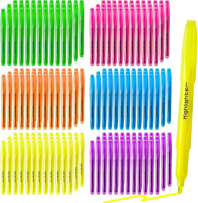 270 Pcs Highlighters Assorted Colors, Chisel Tip Multicolor Highlighter Marker Set, Quick-Drying Pen Highlighter for Classroom School Home Office (270Pcs, 6 Colors)