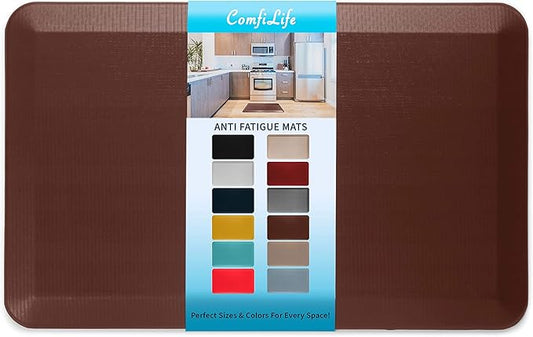 ComfiLife Anti Fatigue Floor Mat – 3/4 Inch Thick Kitchen Mats for Floor, Standing Desk Mat, Kitchen Rug – Comfort at Home, Office – Durable – Stain Resistant – Non-Slip Bottom (20" x 32", Brown)