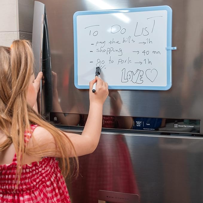 Mr. Pen- Dry Erase Board, 14” x 11” with a Black Dry Erase Marker, Blue Frame, Small White Board for Kids, Students, Small Dry Erase Board, Mini White Board