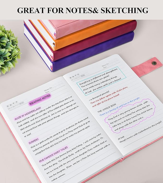 365 Page Thick Lined Journal Notebook for Men Women, A5 Leather Journals for Writing, Hardcover Notebooks for Work, School, Note Taking,Travel, Business,Personal Diary, College Ruled 5.9" x 8.4"