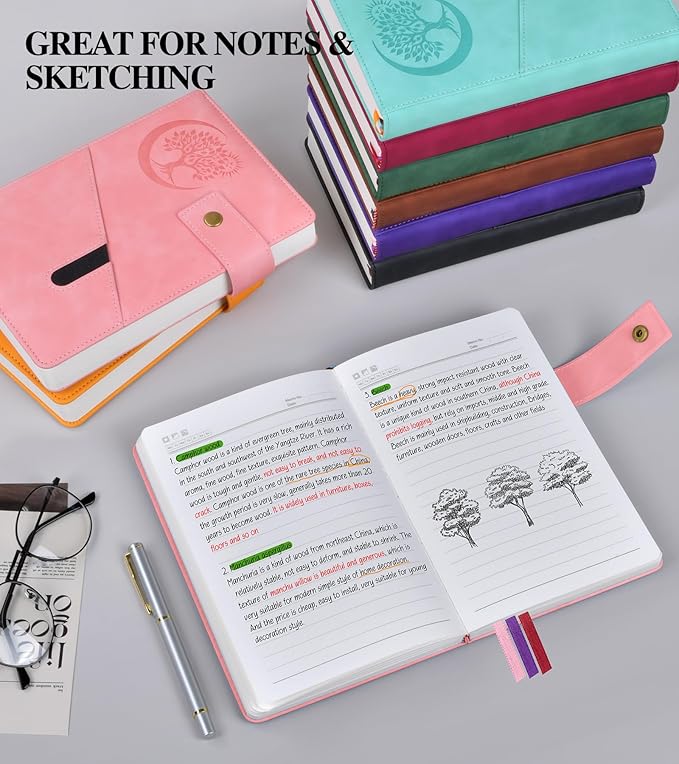Lined Journal Notebook for Men, A5 Leather Journals for Writing Women, Hardcover Notebooks for Work,School,Note Taking,Travel,Business,Personal daily Diary,200 Page College Ruled (5.9" x 8.4")