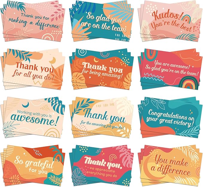 Yeaqee 240 Pcs Employee Appreciation Kudos Cards Funny Blank Back Motivational Card Encouragement Thank You Note Recognition Card for Teacher College Affirmation Gift(Retro)