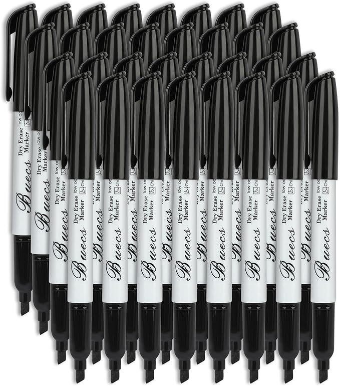 Black Dry Erase Markers, Low-Odor, 108 Count, Chisel tip, Perfect for Writing on Whiteboards, Dry-Erase Boards, Glass, School Office Supplies