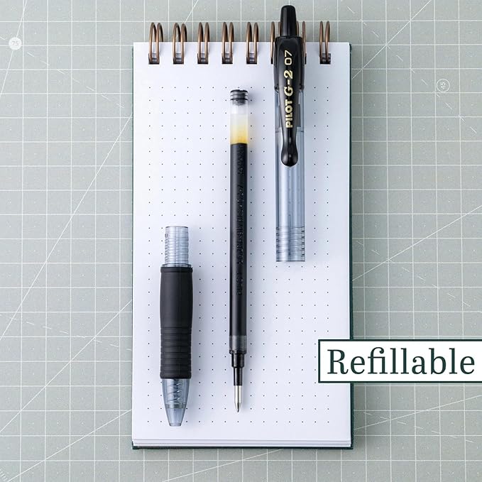 G2 Retractable Premium Gel Ink Roller Ball Pens Ultra Fine Point (.38mm) Red Ink 6 pack; Refillable & Premium Comfort Grip Bundle with Plastic Reusable Pouch