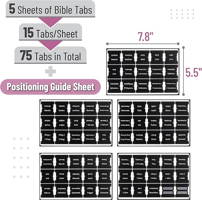 Mr. Pen- Bible Tabs, 75 Tabs, Black, Laminated Bible Tabs for Women and Men, Bible Tabs for Study Bible Index Tabs, Bible Book Tabs, Bible Labels Tabs, Mr Pen Bible Tabs for Women Study Bible
