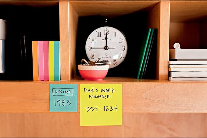 Post-it Super Sticky Notes, 8 Sticky Note Pads, 1.875 x 1.875 in., School Supplies, Office Products, Sticky Notes for Vertical Surfaces, Monitors, Walls and Windows, Supernova Neons Collection