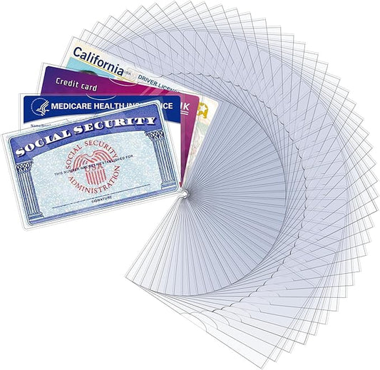 60 Pack Social Security Card Protector Sleeves, Ultra Clear & Durable 31Mil Waterproof SSN/New Medicare/Credit Card Holder, Soft ID/Debit/Credit Card Covers
