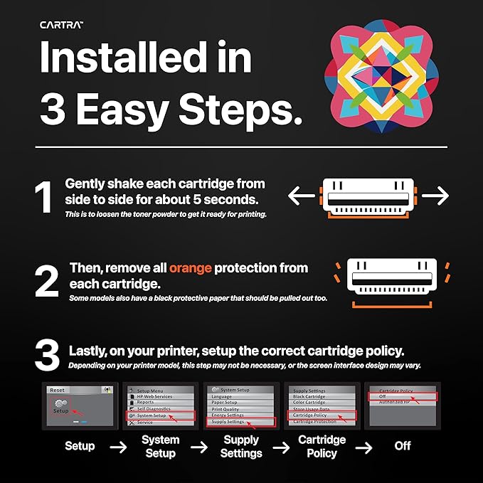 CARTRA 26A CF226A Toner Cartridge 4 Pack Compatible Replacement for HP 26A CF226A 26X CF226X Pro M402dn M402n M402dw Pro MFP M426fdw M426fdn M426dw Series Printer Ink High Yield