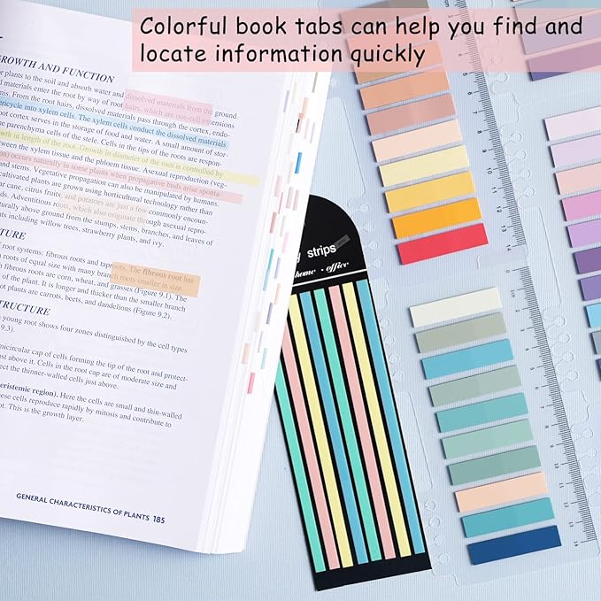 WSCHU 1120pcs Sticky Tabs - Writable Translucent Sticky Note Tabs, Repositionable Book Flags, Annotation Supplies