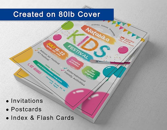 White 5.5x8.5 Paper - Blank Heavy Card Stock 80lb Cover - Half Letter Size 5.5" x 8.5" (250 Pack)