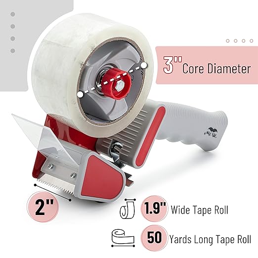 Mr. Pen - Packing Tape Dispenser Gun 2-Inch, 2 Pack with 2 Rolls Tape, Heavy Duty Packing Tape with Dispenser, Packaging Tape, Tape Gun, Clear Packing Tape, Tape Gun for Packing Boxes, Moving Tape