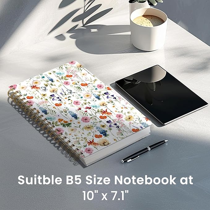 Spiral Dotted Notebook Journal for Work, 300 Pages, Thick B5 (7.1"x10") Bullet Dotted Journal for Women & Writing, Hardcover Notebook for Note Taking, Perfect for Work School Note Taking Business, Floral