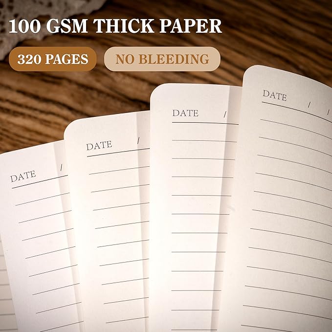 CAGIE B5 Journal Notebook for Men Women 320 Pages 100 Gsm Paper Vintage Journaling Notebooks A5 Hardcover Leather Journals for Writing Travel Work Note Taking Diary, 7.6x10 In, Dark Brown