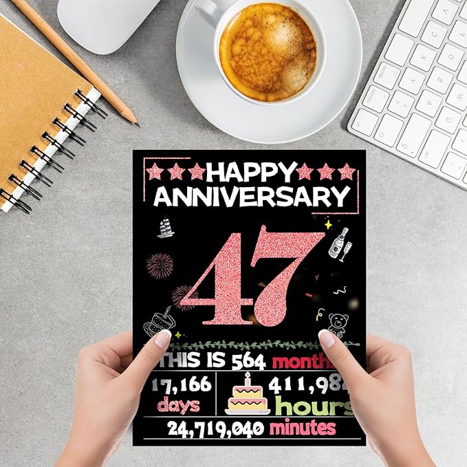 Joycard 47th Anniversary Card for Women, Wedding Card for Wife, Sweet Marriage Decorations Gifts for Couple, Perfect for Her on Anniversary Day, Back in 1978