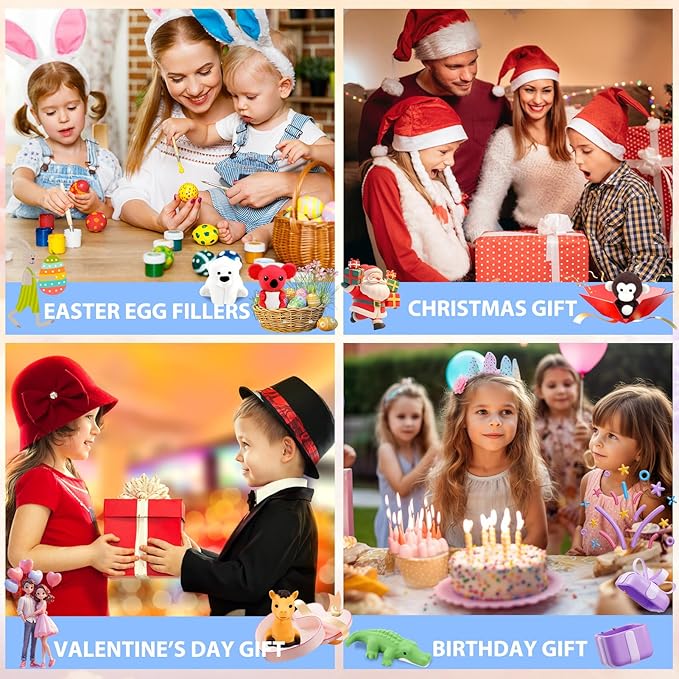 34Pcs Animal Erasers Bulk Cute Desk Pets Kids Puzzle Erasers Take Apart Cool 3D Eraser Mini Pencil Eraser Fun Party Favors for School Supplies Classroom Rewards Easter Egg Fillers Gifts