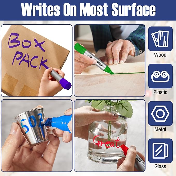 Fuutreo 10 Pack Jumbo Permanent Markers Bulk Large Chisel Tip Permanent Markers Quick Drying Waterproof Big Huge Poster Pens for Office, Logistics Company and More(Rich Color)