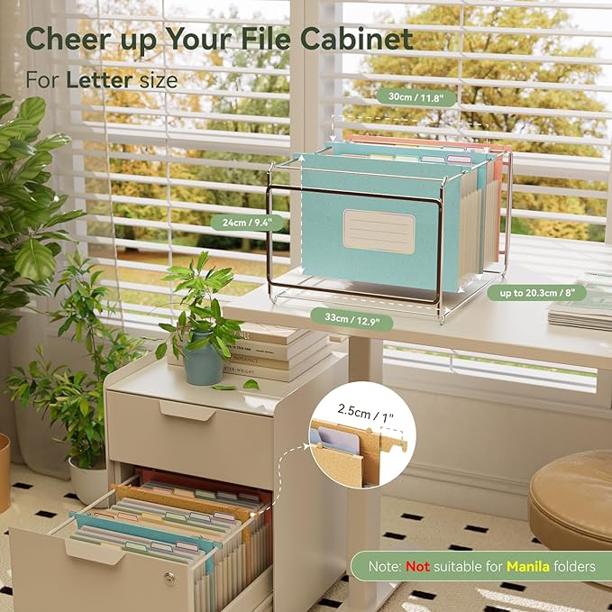 Wheat Straw Expanding Hanging File Folders, 3 Color File Organizer, 1.2" Accordion Pockets, Large Capacity, Letter Size for Filing Cabinet, 100% BPA Free, Return to Nature, Healthy Living