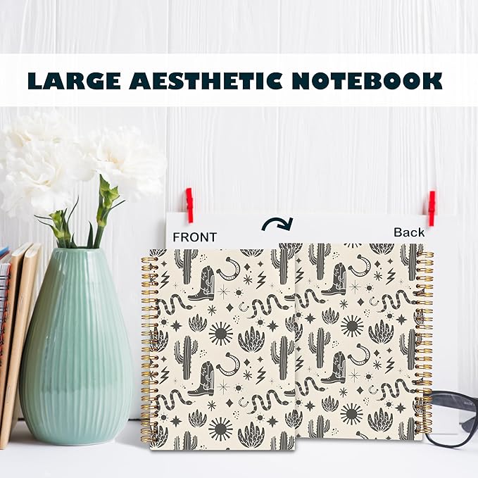 BearCake Western Cowgirl Cactus Notebook,Western Gifts for Women,Western Office Supplies, Western Stuff for Women,Cowgirl Stuff, 5.5x8.3