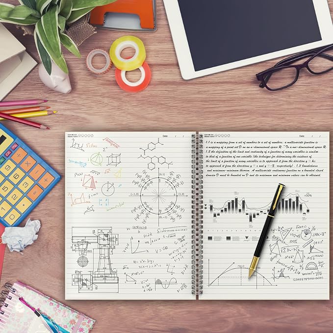 A4 Lined Spiral Notebook, 2 Pack Large Spiral Journal for Writing, 200 Pages 100gsm Thick Lined Paper Notebooks for Work, Class, Taking Notes, Drawing - Kraft Brown Cover, 8.5" x 11"