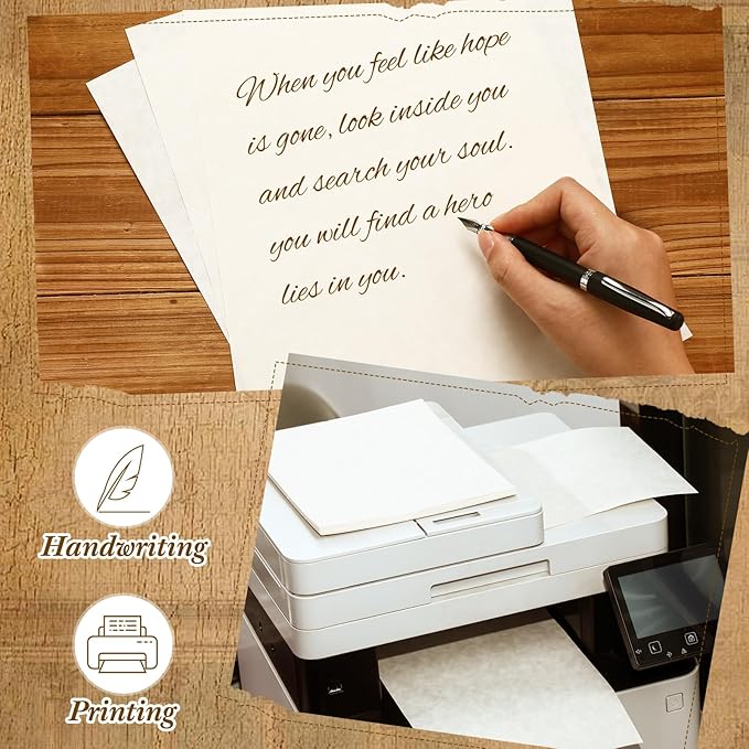 Epakh 200 Sheets Old Age Parchment Paper 8.5 x 11 Inch Standard Letter Vintage Colored Old Parchment Semblance Double Side Printing Paper(Light Gray)