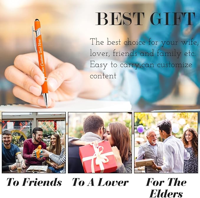 Personalized Pens Bulk 20 with Name Custom Engraving Ballpoint Pens with Stylus Tip Customized Smooth Writing Pens Personalized Gifts for Anniversary Birthday or Graduation(Assorted,Black Ink)