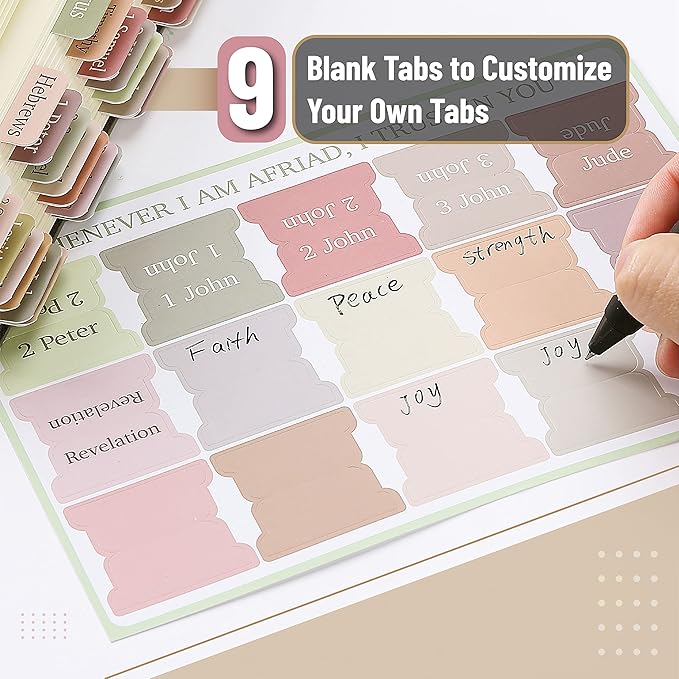 Mr. Pen- Bible Tabs with 2 Bookmark, 75 Tabs, Boho Theme, Laminated Bible Tabs for Women and Men, Bible Tabs for Study Bible, Bible Index Tabs, Bible Book Tabs, Bible Labels Tabs, Mr Pen Bible Tabs