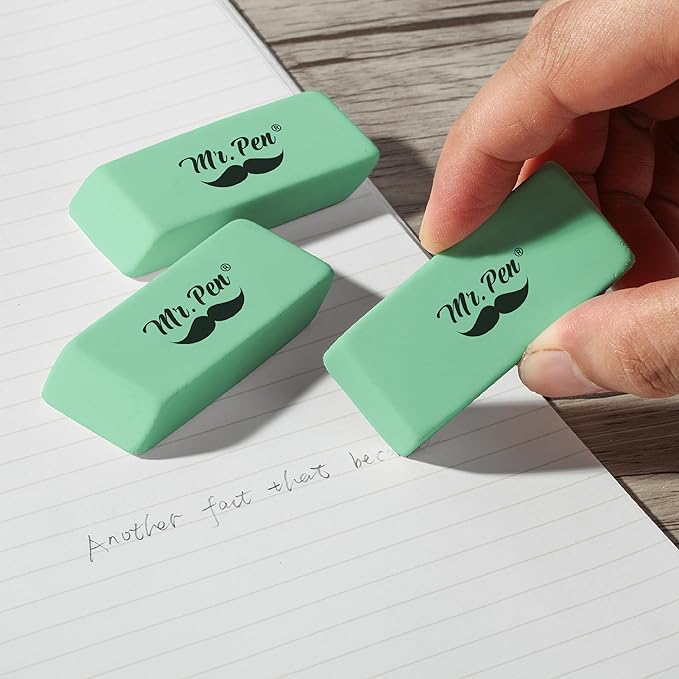 Mr. Pen- Erasers, 12 Pack, Green Pencil Eraser, Erasers for Pencils, Mr Pen Erasers, Erasers for School, Large Eraser, Block Erasers for School, Rubber Eraser, Large Erasers for School