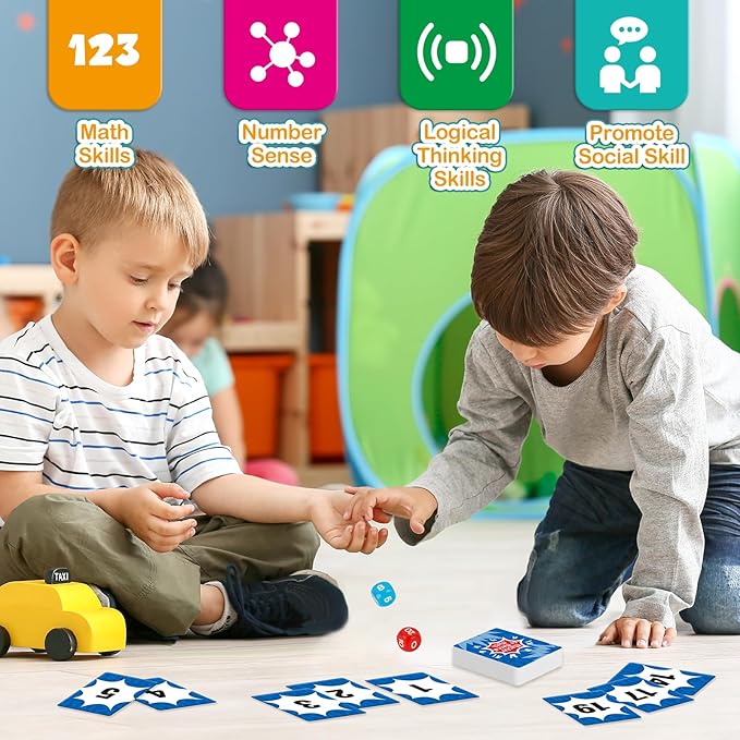 Aizweb Math Games for Kids,Addition, Subtraction, Multiplication, Division Flash Card Educational Learning Games Counting Homeschool Classroom Travel Indoor Outdoor Dice Family Games