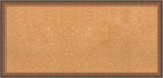 Amanti Art Natural Cork Board for Wall, 18x38 Vision Board with Bronze Frame, Medium Corkboard Office Decor for Home Organization, Modern Corkboard Pinboard to Display Items for Home Organization in