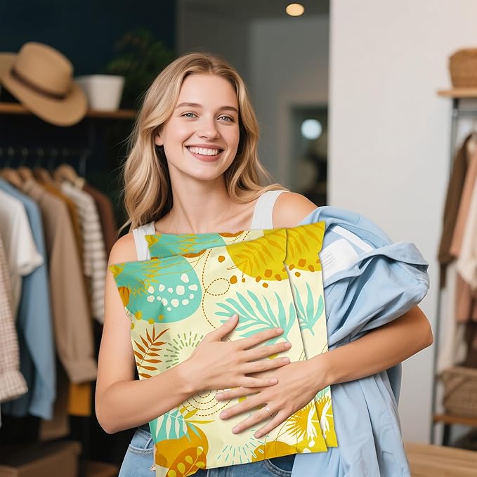 Colorful Leaves Poly Mailer 10x13 Inch 25 Pcs, Waterproof Shipping Bags for Clothing, Tear-Resistant Mailier Bags, Strong Mailing Bags with Self-Seal