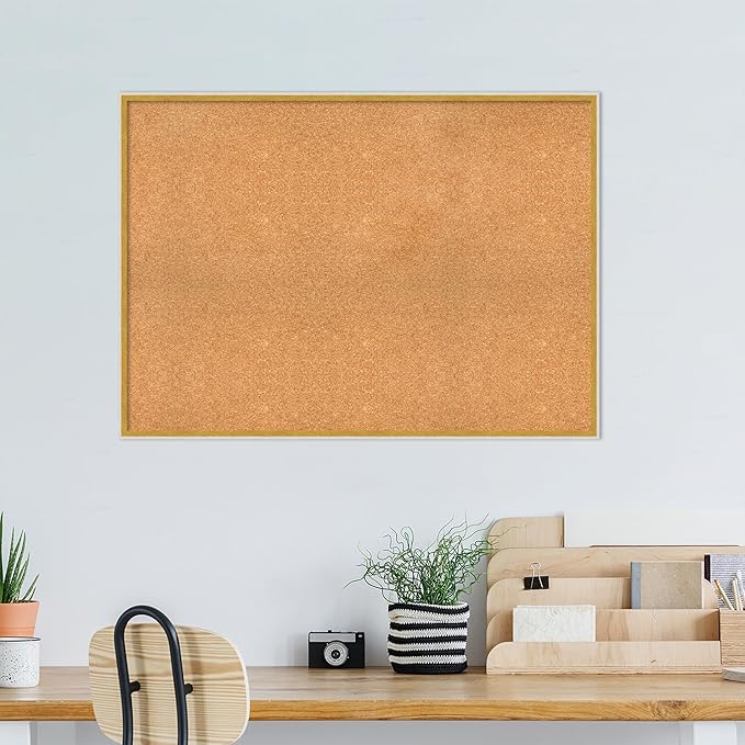 Amanti Art Natural Cork Board for Wall, 31x43 Vision Board with White Frame, Oversize Corkboard Office Decor for Home Organization, Modern Corkboard Pinboard to Display Items for Home Organization in