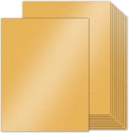 24 Sheets Gold Shimmer Cardstock 8.5 x 11 Metallic Paper, Goefun 80lb Card Stock Pearlescent Paper for Invitations, Birthday, Anniversaries, Card Making