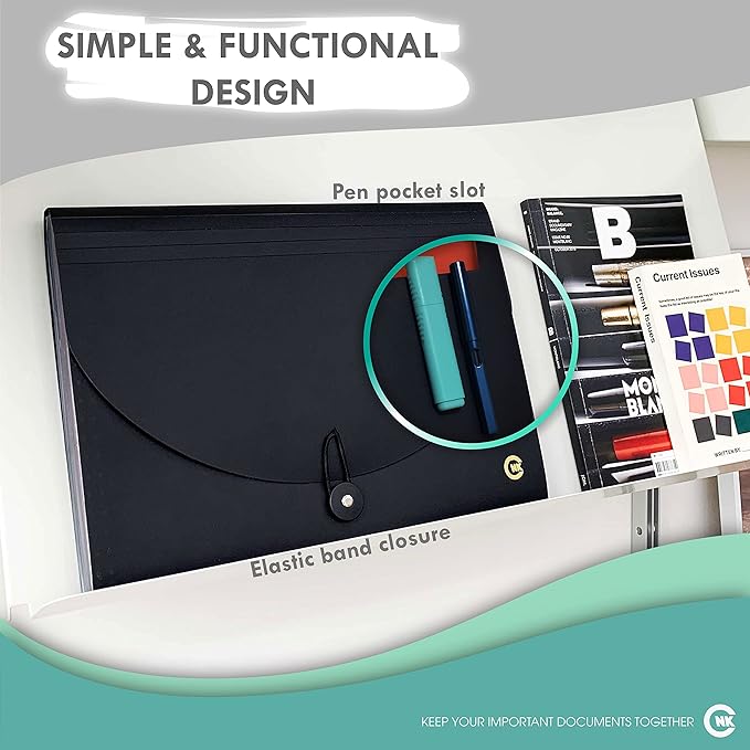 CNK File Folders Organizer with 13 Pockets Accordion Expanding Folder For Documents Receipt Document Paper Pocket Filing Products Accordian Important expandable holder files alphabetical Labels Letter