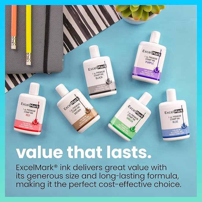 ExcelMark Premium Self-Inking Stamp Refill Ink - 1 oz. (Black)