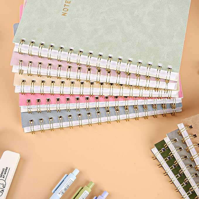 Spiral Notebook College Ruled Soft Cover Suede Aesthetic Note book 160 Pages 8.5" x 6.34" For Work Note taking,Journals For Writing School Office With Double-Sided Pocket,100GSM Thick Paper
