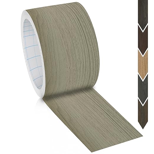 GSCIT Club Walnut Wood Tape, 2.4 inch X 15ft Self Adhesive Wood Grain Repair Tape Silver Walnut Repair Patch for Tables, Chairs, Baseboards, Doors, Windows, Floors