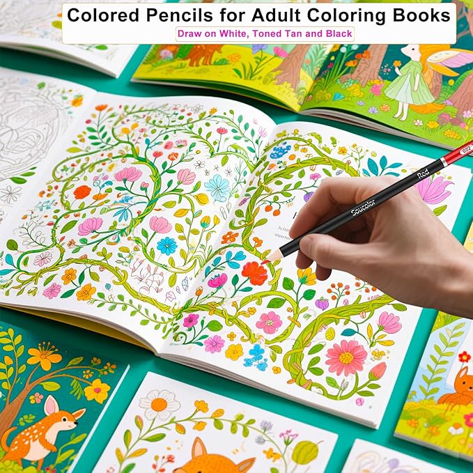 Soucolor 72-Color Colored Pencils for Adult Coloring Books, Back to School Supplies, Soft Core, Artist Drawing Sketching Pencils Set, Art Supplies Kit Gifts for Kids Teens Beginners Blending Shading