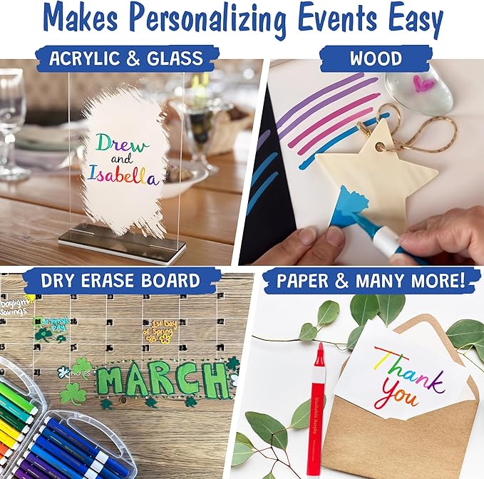 The Pencil Grip Magic Stix Washable Acrylic Markers for Kids and Teens, 36 Non-Toxic Colors, Allergen-Free, Vibrant Paint Pens for Crafting and DIY