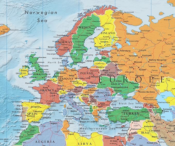 Swiftmaps World Premier Wall Map Poster Mural 24h x 36w