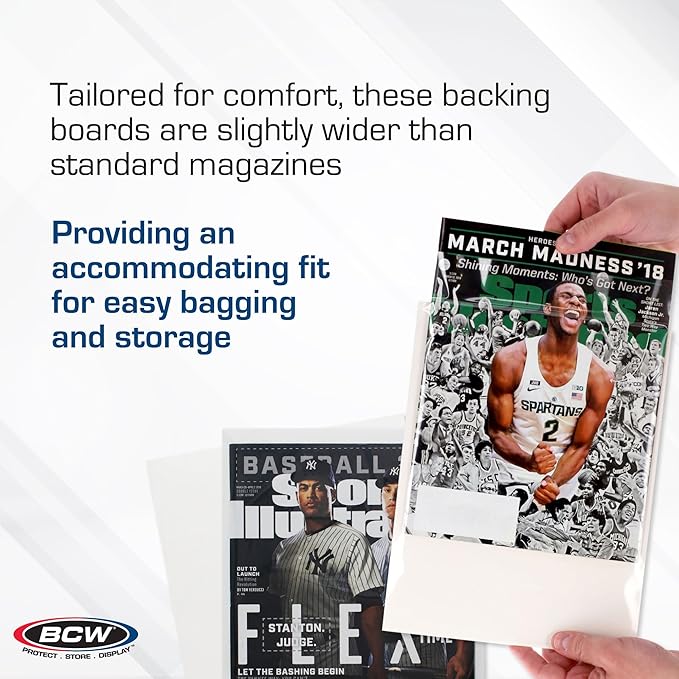 BCW Magazine Backing Boards (8.5 x 11 Inches) -1 Pack (100 total) | 24-Point Solid Bleached Sulfate, Calcium Carbonate Coating Protective Sheets | Ideal for Collectible Magazine Protection