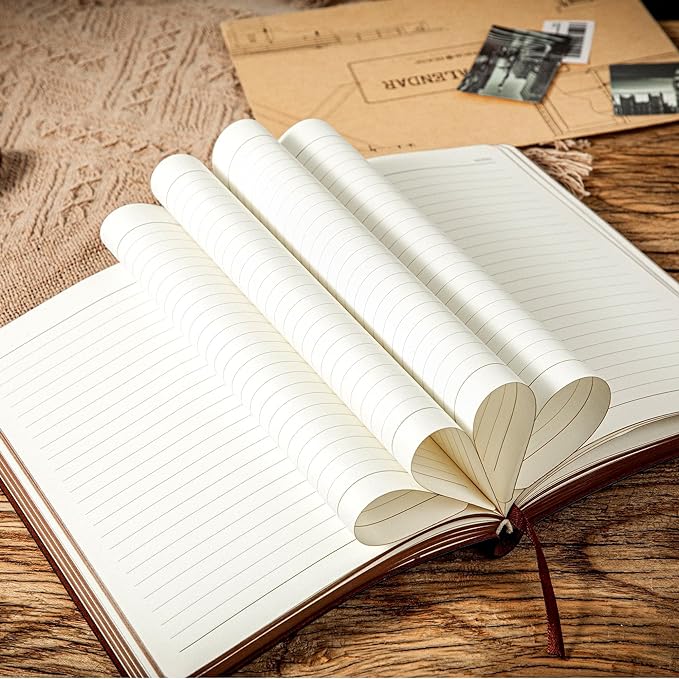 CAGIE Leather Vintage Journal for Men Soft Cover Lined Pages Notebook 180 Lay Flat for Writing Travel Diary, 5.7'' x 8.3'', Brown