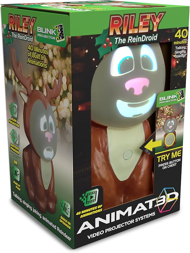 Riley The ReinDroid (Mr. Chill) Talking Animated Reindeer with Built in Projector & Speaker Seasonal Home Decor