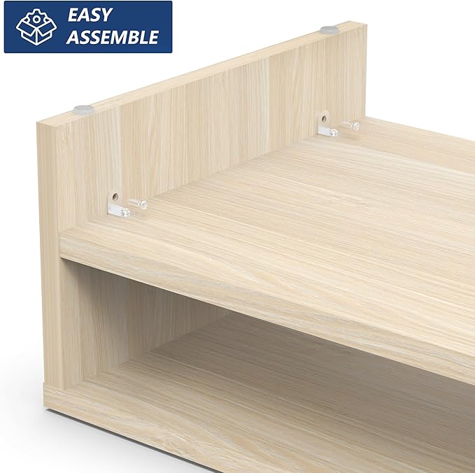 FITUEYES Monitor Stand - 2 Tier Computer Monitor Riser with 21.3 Inch Shelf, Wood Desktop Stand for Laptop Computer Screen, Desk Organization, Office Supplies