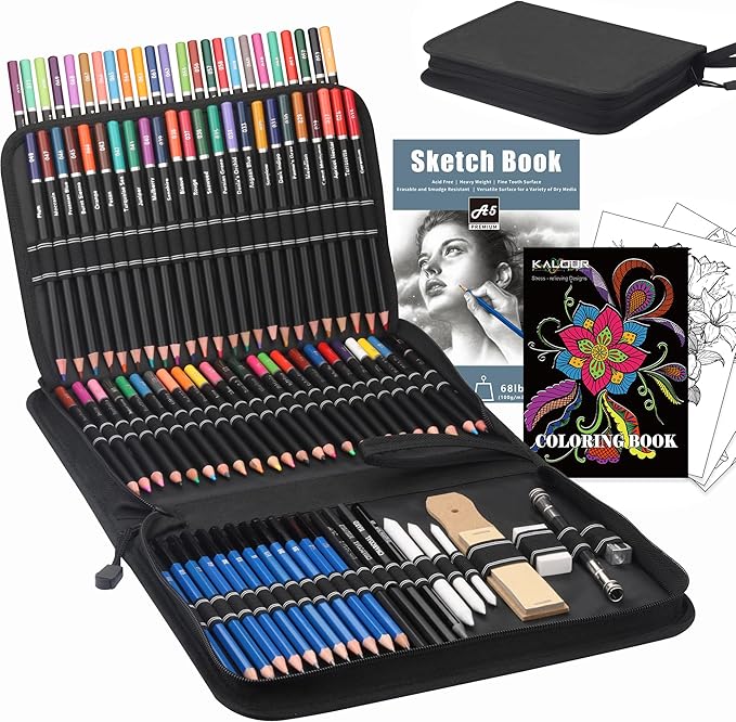 KALOUR 96 Premium Drawing Pencil Set,including 72 Colored pencil and 24 sketch kit, for Drawing,sketching and Coloring Books,Art Supplies for Beginner,Artists and Adults