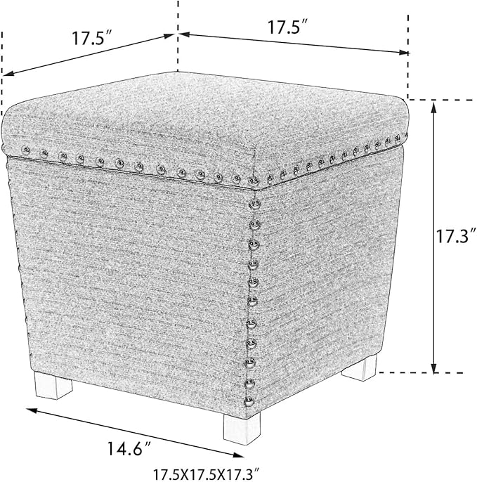 Adeco Square Storage Ottoman with Hinged Lid, Modern Accent Bench Footrest Stool, Coffee Table for Living Room Bedroom,Yellow Large